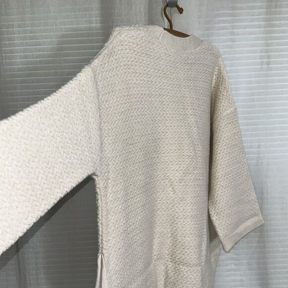 free people M Ivory Herringbone Stitch Pattern Kimono Cardigan Sweater - Picture 12 of 16